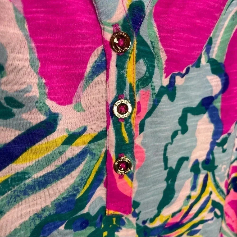 Lilly Pulitzer Essie Cotton Gold Button Tank Top - Picture 3 of 6